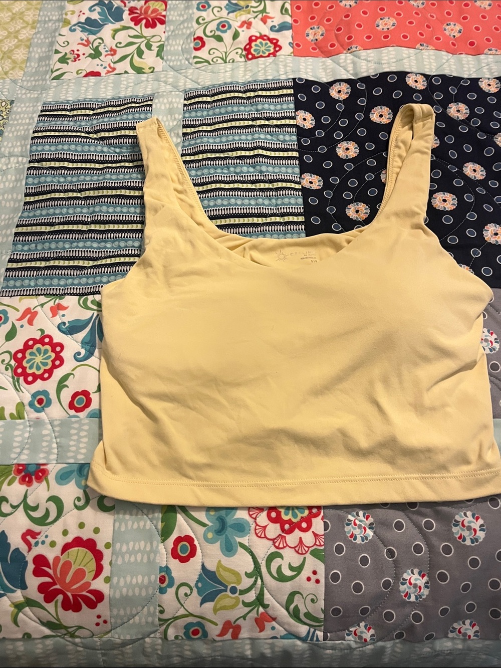 Yellow Women's Cropped Tank Top - Lightweight Scoop Neck